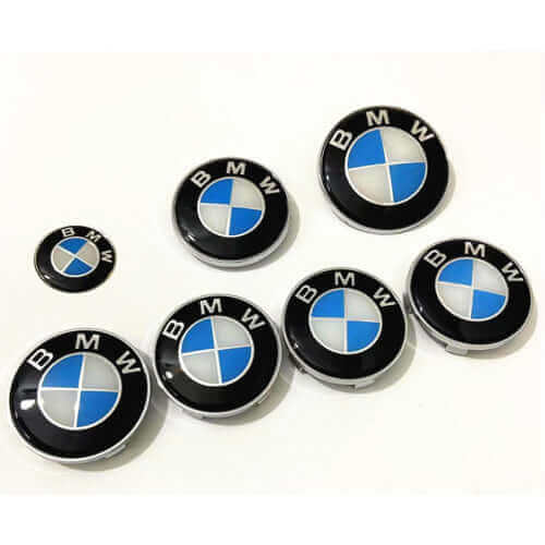 Blue and black BMW boot, bonnet, and wheel cap emblem, Full set of blue and black BMW boot, bonnet, and wheel cap emblems, BMW boot, bonnet, and wheel cap emblems for sale 