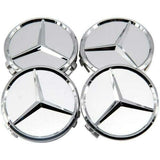 4x New Mercedes Silver Alloy Wheel Centre Hubs Caps 75mm with Chrome