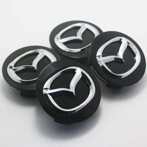 Set of 4 Black Mazda alloy wheel centre caps 56mm