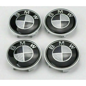 4x BMW Black Carbon Style Alloy Wheel Centre Caps 68mm