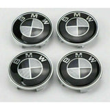 4x BMW Black Carbon Style Alloy Wheel Centre Caps 68mm