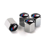 Set Of 4 Chrome Anti-Theft Car Tyre Air Dust Valve Stem Cap With Keyring Spanner For BMW M Sport