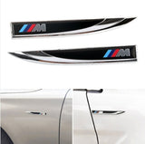 BMW M Sport Emblem Gloss Black Fender Badge Sticker Side Wing Pair All BMW Models