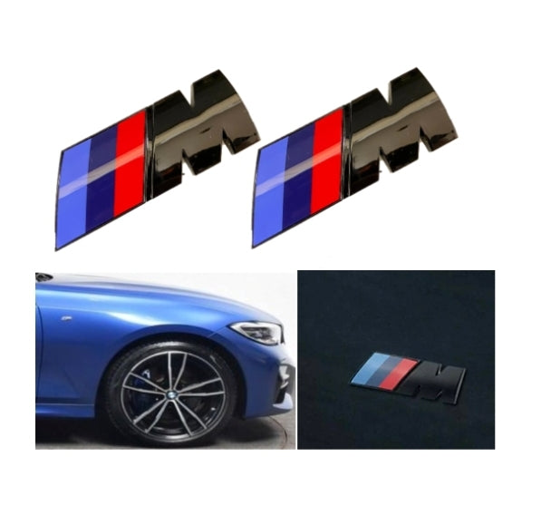 2x For BMW M Sport Gloss Black Side Wing Badge Emblem Adhesive 45x15mm