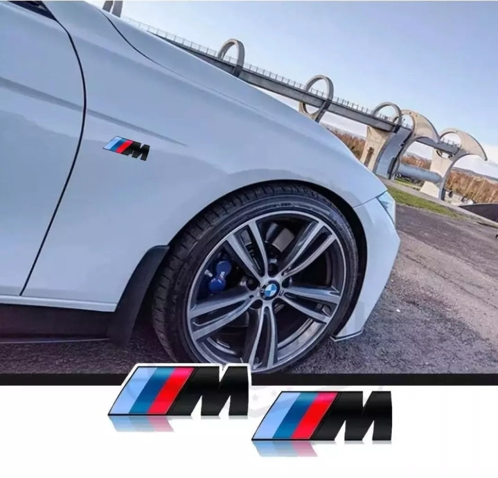 2x For BMW M Sport Gloss Black Side Wing Badge Emblem Adhesive 45x15mm