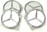 4x New Mercedes Silver Alloy Wheel Centre Hubs Caps 75mm with Chrome