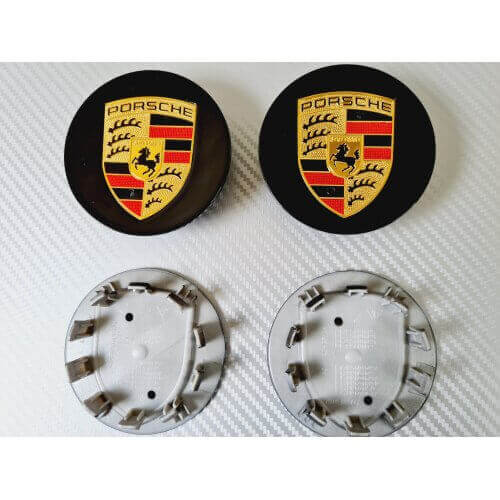 Porsche Wheel Centre Caps Black 4 pcs