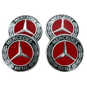 Set of 4 Red Mercedes alloy wheel caps 75mm