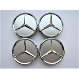 4x New Mercedes Silver Alloy Wheel Centre Hubs Caps 75mm with Chrome