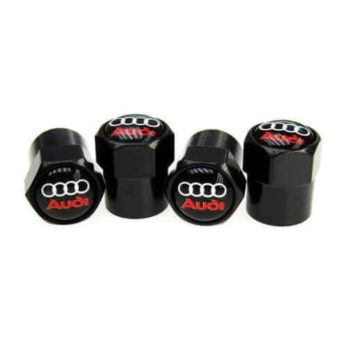 4 x Matt Black Tyre Valve Dust Caps (Fits AUDI)