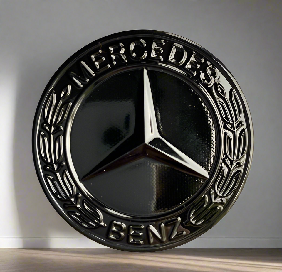 Gloss Black Mercedes Benz Bonnet Badge Emblem 57mm