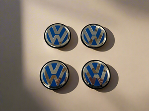 Volkswagen VW 65mm Alloy Wheel Centre Cap Blue & Chrome