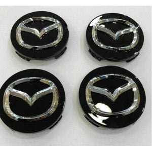 Set of 4 Black Mazda alloy wheel centre caps 56mm