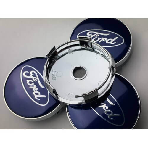 Set of 4 Blue Ford alloy wheel caps 60mm