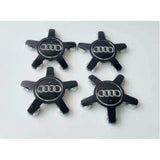 Audi Alloy 5 Star Spyder Wheel Centre Caps Black Hub Badge 135mm A3 A4 A5 A6