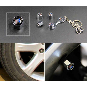 BMW tyre valve caps with wrench keychain