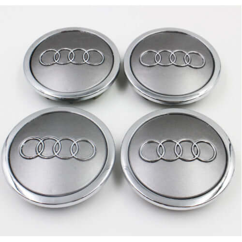 Set of 4 Grey Audi alloy wheel caps 60mm