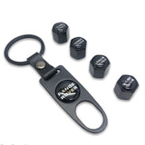 Range Rover Set of 4 Black Car Tyre Air Dust Valve Stem Cap With Keyring Locking