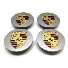 Grey Porsche Wheel Centre Caps Badge Emblem 1pcs