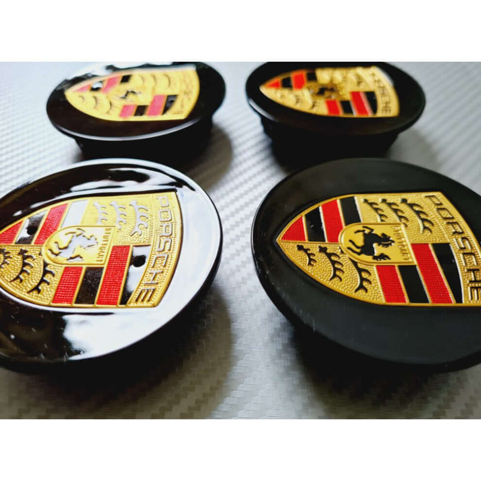 Porsche Wheel Centre Caps Black 4 pcs