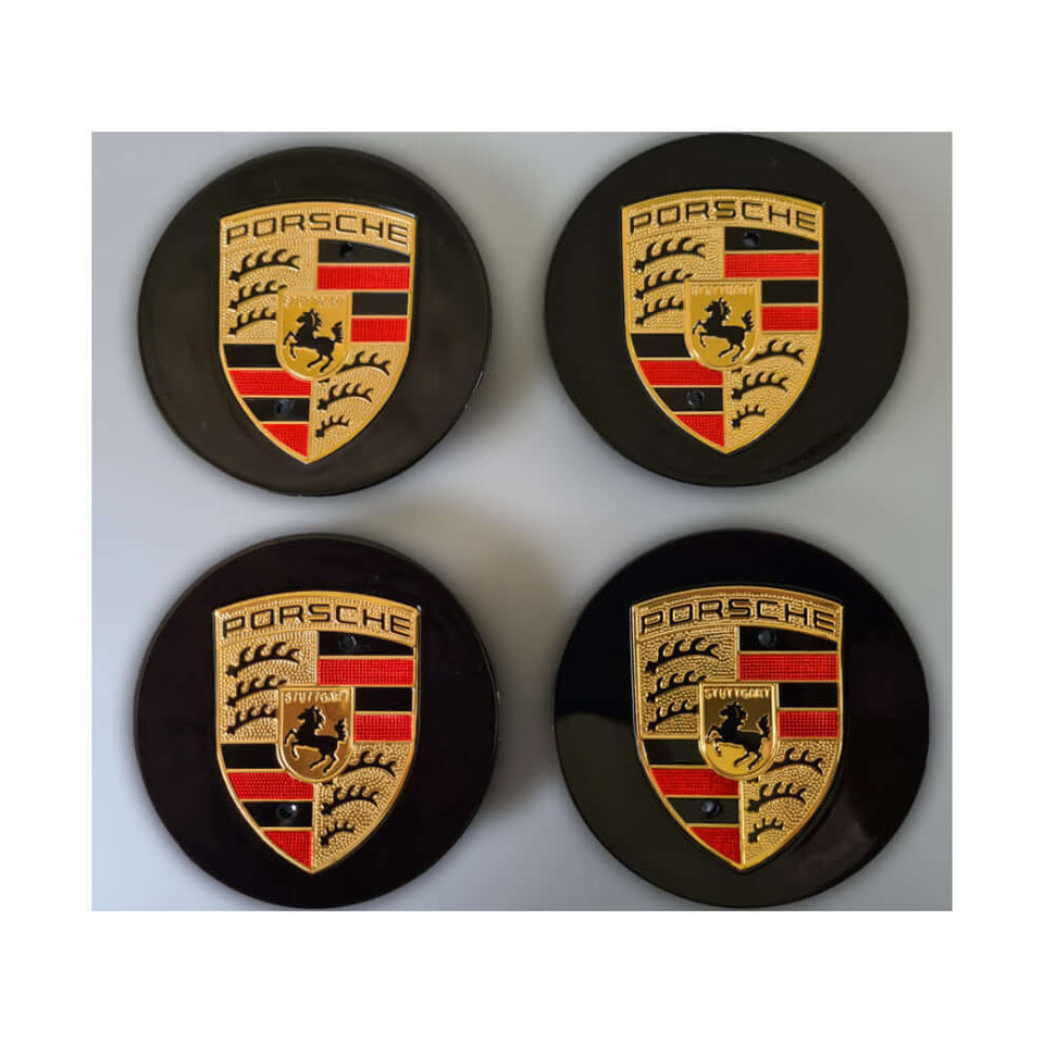 Porsche Wheel Centre Caps Black 4 pcs