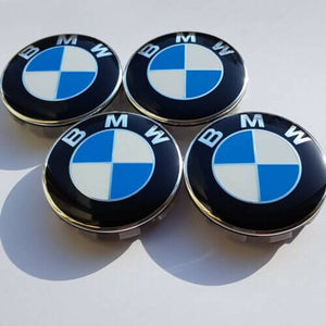 Set of 4 BMW Blue & White Wheel Centre Caps 68MM